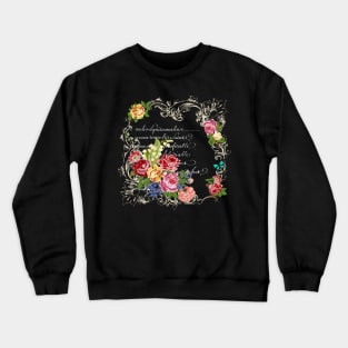 Victorian roses, butterflies in French scroll frames, with French script in background. Crewneck Sweatshirt